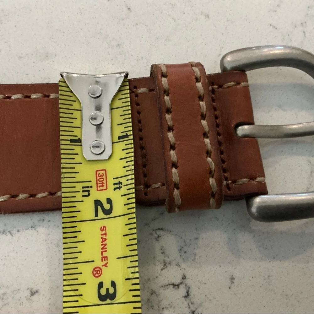Fossil genuine leather belt red orange black brown brass tone buckle women’s S